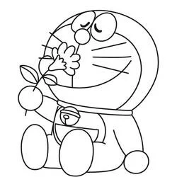 花のにおいをかぐドラえもん のぬりえ