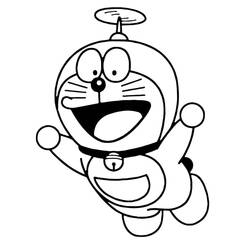 プロペラで飛ぶドラえもん のぬりえ