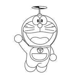 プロペラで飛ぶドラえもん のぬりえ