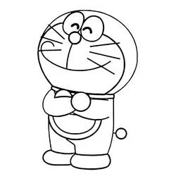 腕を組んで笑うドラえもん のぬりえ