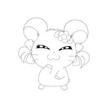 花とリボンのハムスターキャラクター のぬりえ
