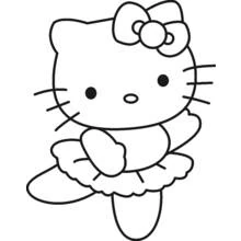 ハローキティ チュチュを着て踊る のぬりえ