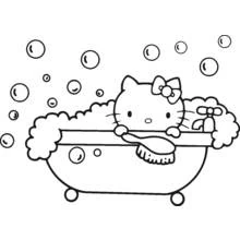 ハローキティ 泡風呂に入る のぬりえ