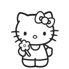 花を持つハローキティ のぬりえ