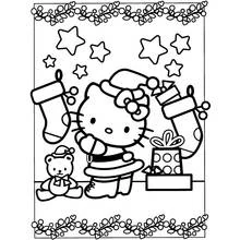 クリスマスのハローキティ のぬりえ