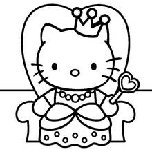 王座に座るハローキティ姫 のぬりえ