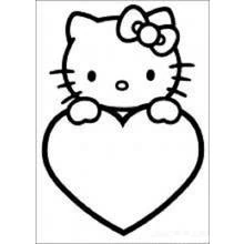 ハローキティが大きなハートを持つ絵 のぬりえ