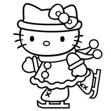 ハローキティ アイススケート のぬりえ