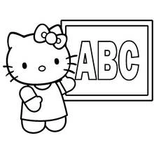 ハローキティ ABCの文字を教える のぬりえ