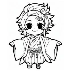 着物姿のちび炭治郎 のぬりえ