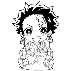 笑顔のちびキャラ炭治郎 のぬりえ