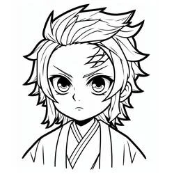 炭治郎のポートレートとツンツンした髪 のぬりえ