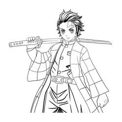 剣を持つ炭治郎 のぬりえ