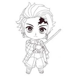 ちびキャラの炭治郎 のぬりえ