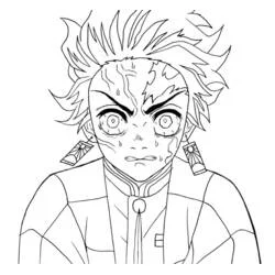 炭治郎の真剣な表情 のぬりえ