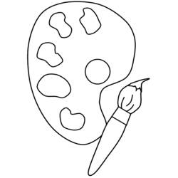 画家のパレットと筆 のぬりえ
