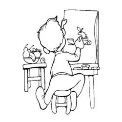 静物画を描く画家 のぬりえ
