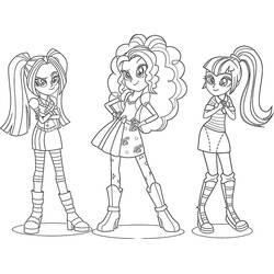 エクエストリア・ガールズ 3人のポーズ のぬりえ