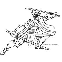二本の刀を持ち戦いに飛び込む侍 のぬりえ