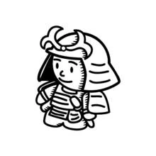 装飾された兜をかぶった侍 のぬりえ