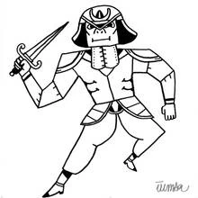 剣を掲げた侍 のぬりえ