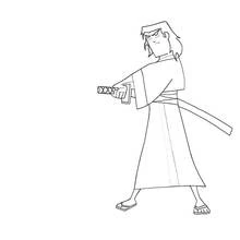 刀を抜こうとする侍ジャック のぬりえ