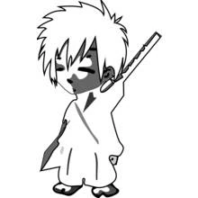 刀を肩に担ぐ侍の子供 のぬりえ