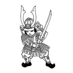 剣を持つ侍の少年 のぬりえ