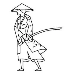 長い刀を持って歩く侍 のぬりえ