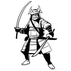 二本の刀を持つ侍 のぬりえ