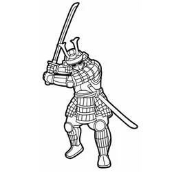 刀を構えて攻撃する侍 のぬりえ