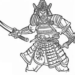 刀を抜く侍 のぬりえ