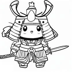 鎧を着た小さな侍 のぬりえ