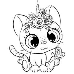 ユニコーン猫 - 無料の印刷用ぬりえ