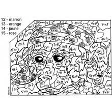 数字で塗り絵の水玉模様の犬 のぬりえ