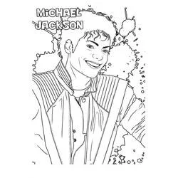 ストライプジャケットを着て笑うマイケル・ジャクソン のぬりえ