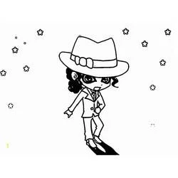 マイケル・ジャクソンのちびキャラと星 のぬりえ