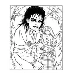 マイケル・ジャクソンと小さな女の子 のぬりえ
