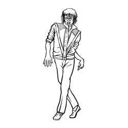 スリラー風のダンスをするマイケル・ジャクソン のぬりえ