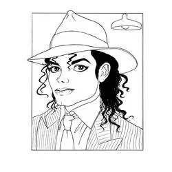 フェドーラ帽をかぶったマイケル・ジャクソン のぬりえ