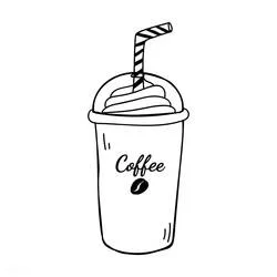 生クリームがのったアイスコーヒー のぬりえ