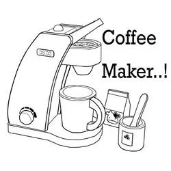 マグカップと砂糖入れのあるコーヒーメーカー のぬりえ