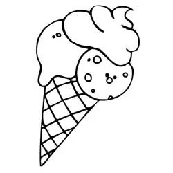 コーンに三つのアイスクリームの玉 のぬりえ