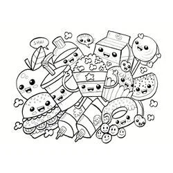 かわいい食べ物 - 無料の印刷用ぬりえ