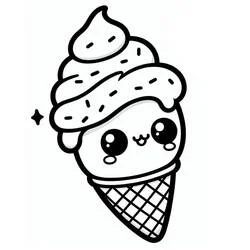 かわいいアイスクリーム - 無料の印刷用ぬりえ