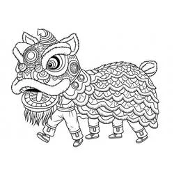 中国の新年の獅子舞 のぬりえ