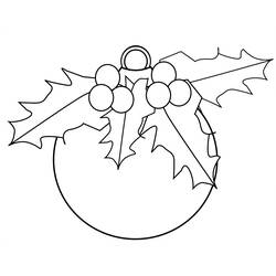 ヒイラギの葉が付いたクリスマスオーナメント のぬりえ