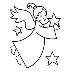 星を持つクリスマスの天使 のぬりえ