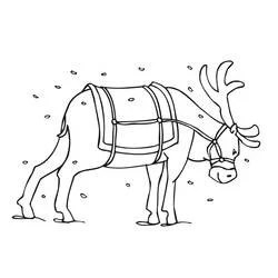 クリスマスのトナカイが頭を下げている様子 のぬりえ