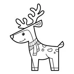 マフラーを巻いたクリスマスのトナカイ のぬりえ